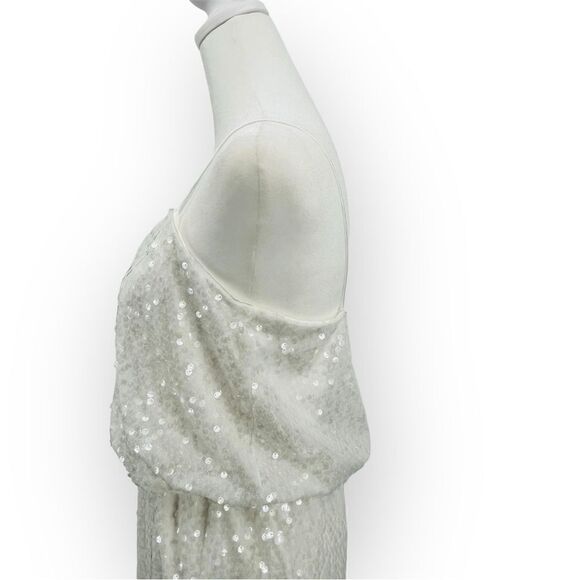 Aidan Mattox White Sequined Dress Sleeveless Blouson Mini Women’s Size 6 - Picture 8 of 12